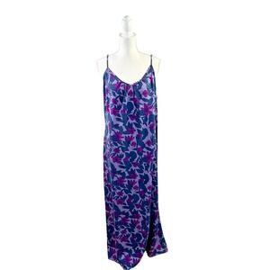 Dip Purple Dress Womens Large  Purple Floral Hawaiian Sleeveless Tropical Beachy